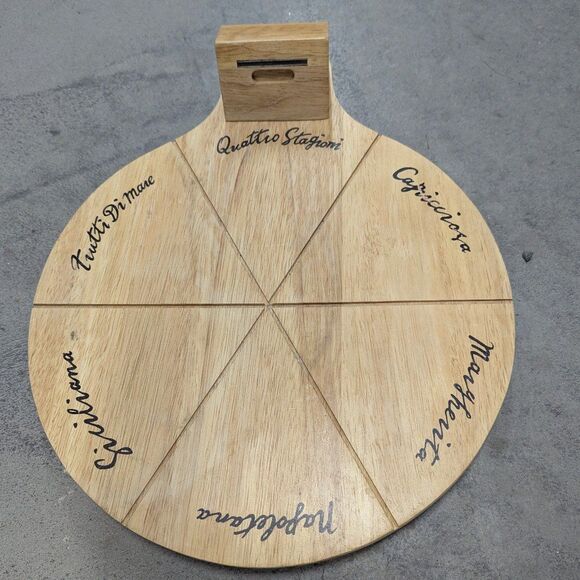 Wooden Pizza Cutting Serving Board - Six Slices - Picture 2 of 4